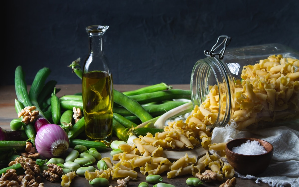 légumes pâtes et huile