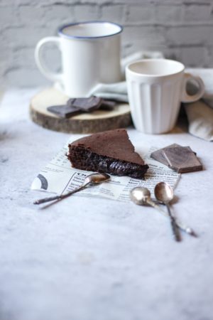 Présentation produit part de fondant au chocolat