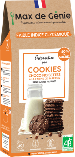 Packaging cookies choco noisettes à la farine de sarrasin