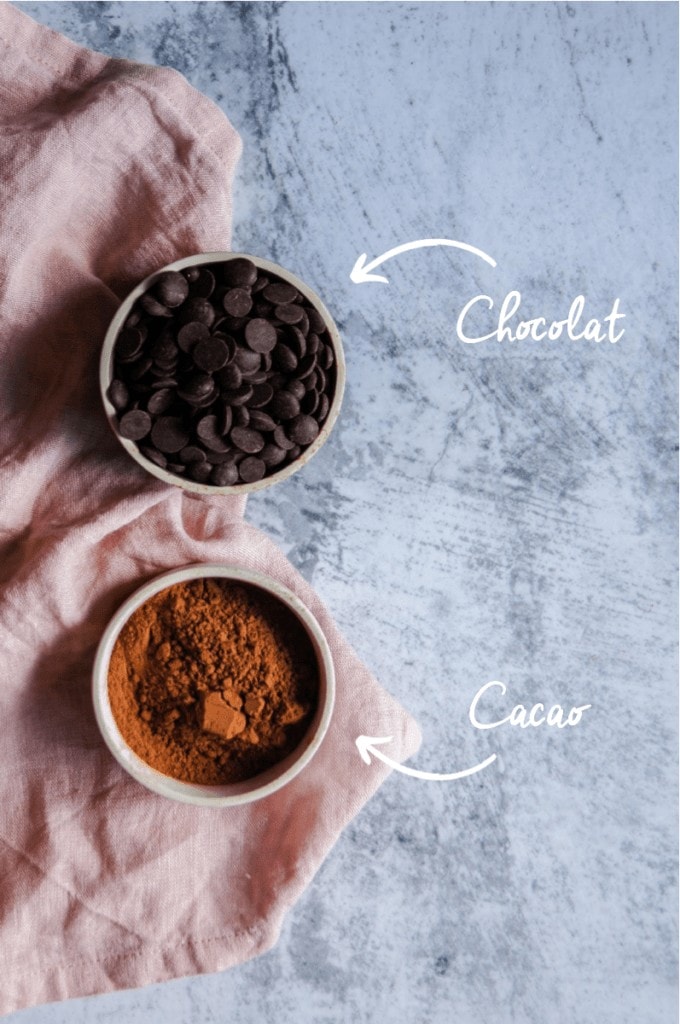 Présentation chocolat et cacao verticale