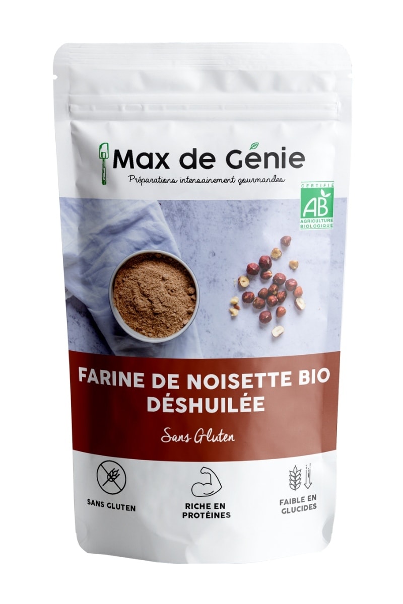 farine de noisette bio déshuilée packaging