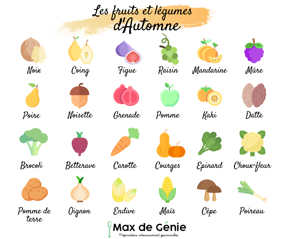 infographie fruits et légumes d'automne