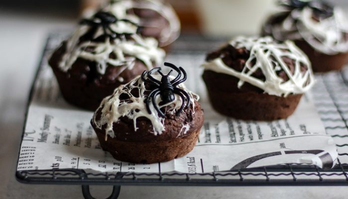 Muffins d’Halloween toiles d’araignées