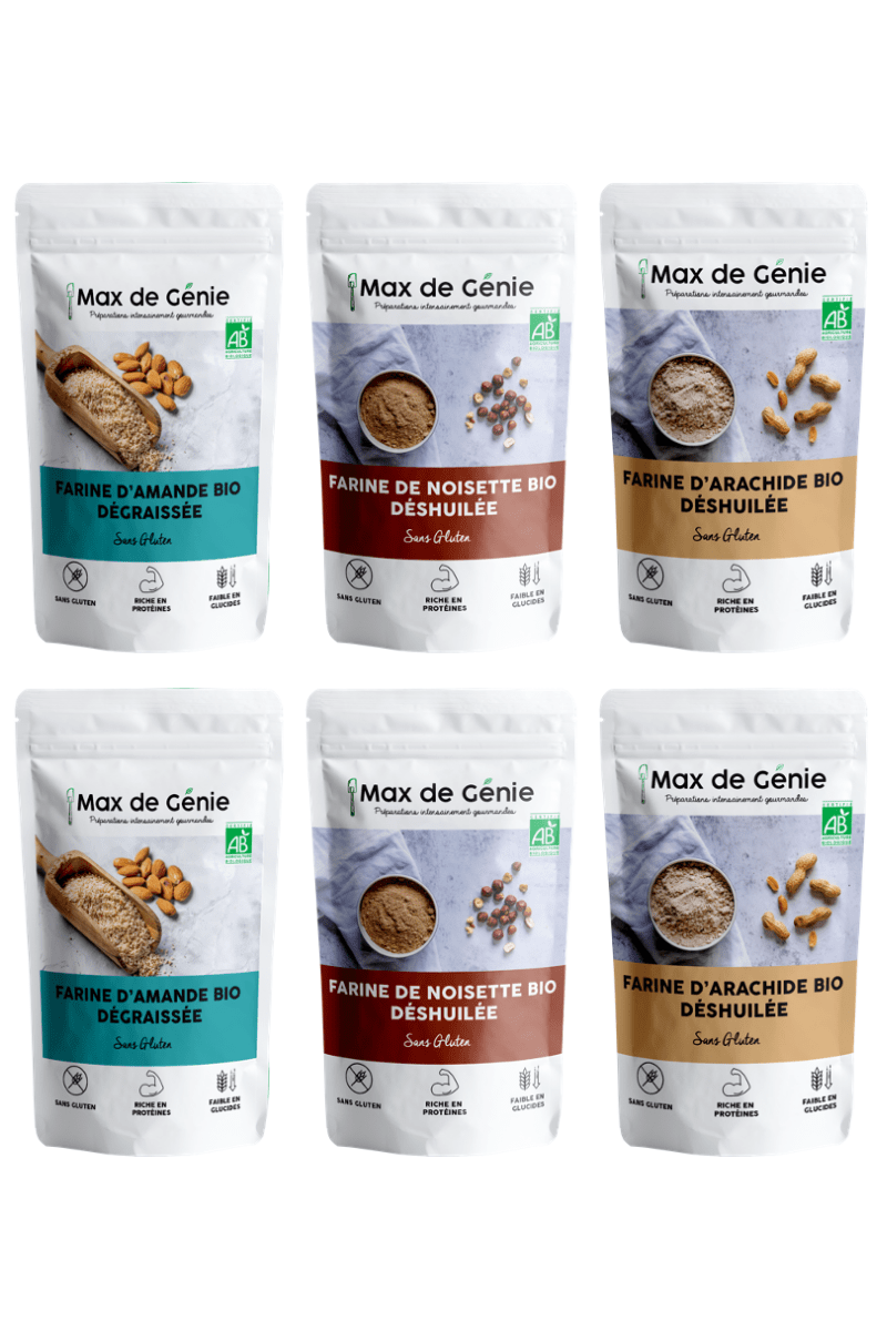 Pack farines : amande, noisette et cacahuète