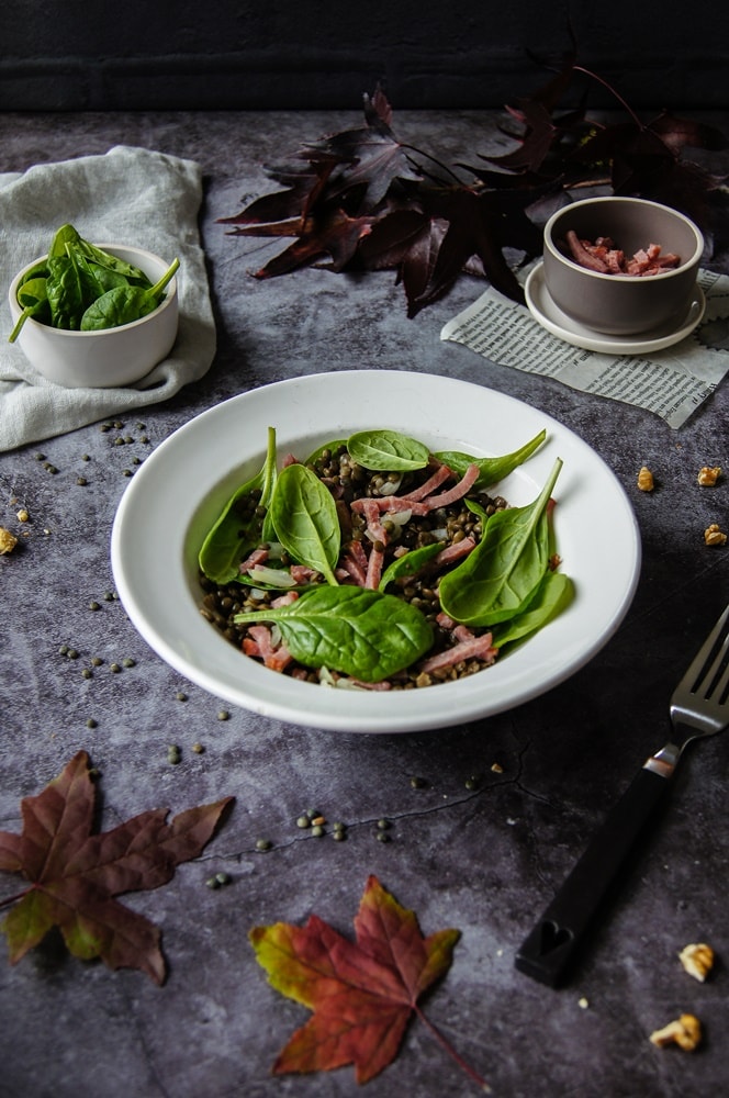 Salade de lentilles vertes et lardons