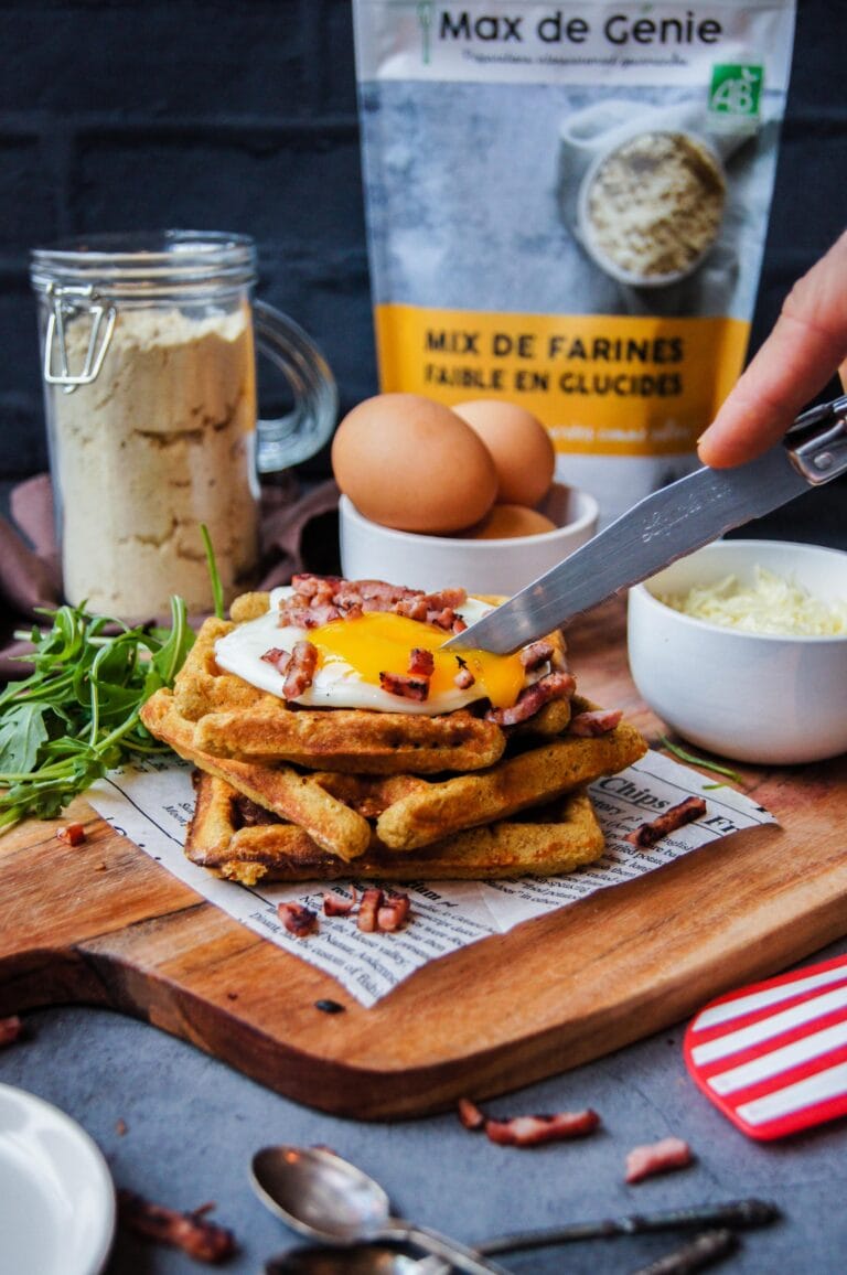 Gaufre salée fromage Oeuf Lardon