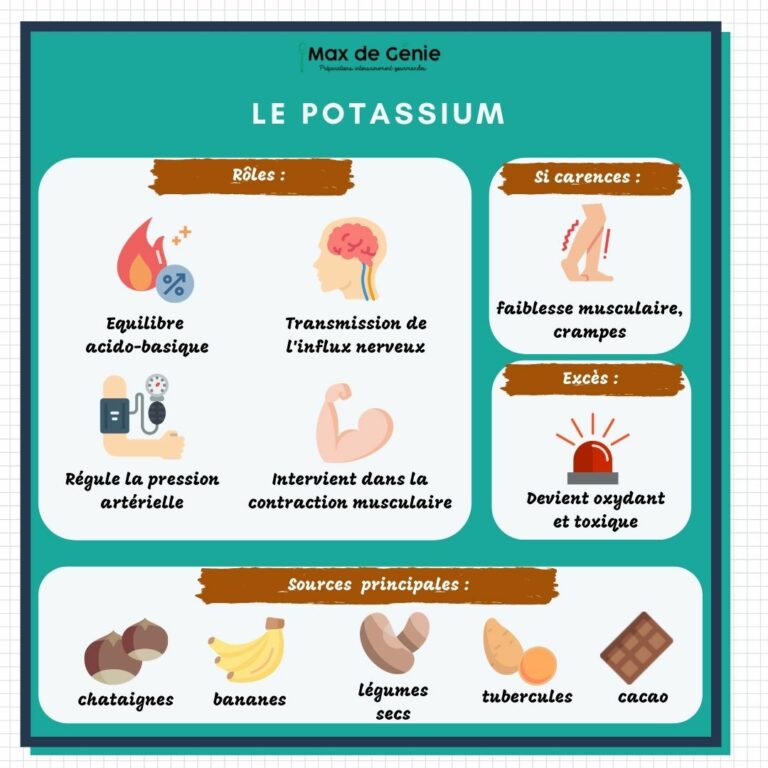 Potassium roles carences et sources