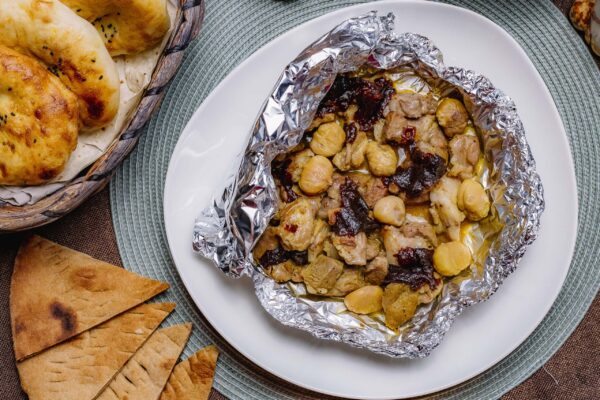 Poulet marrons en papillote aluminium