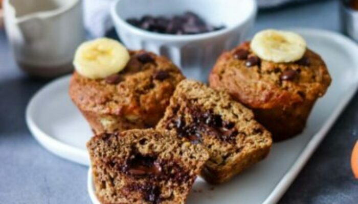 Recette de banana bread fourré au chocolat version muffins