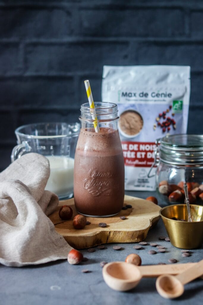 milkshake protéiné à la farine de noisette