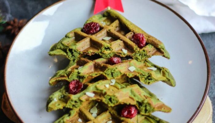 Recette de gaufres IG bas au matcha pour Noël