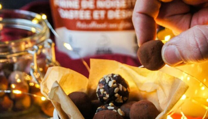 Truffes de Noël IG bas chocolat noisette (sans gluten)