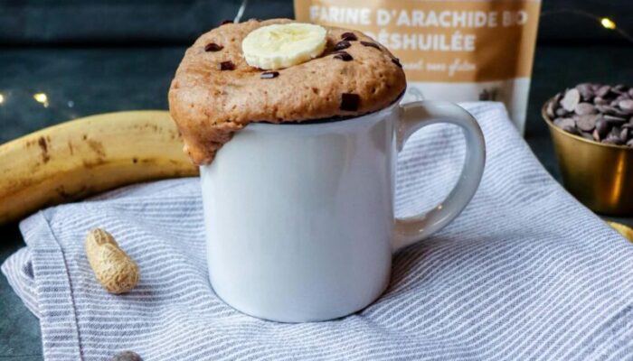 Recette de mug cake protéiné IG bas banane et cacahuète