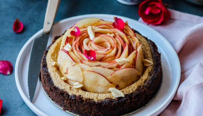 Recette de cheesecake IG bas cacahuètes et roses de pommes