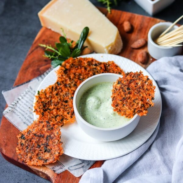 Tuiles parmesan et Crème de courgette