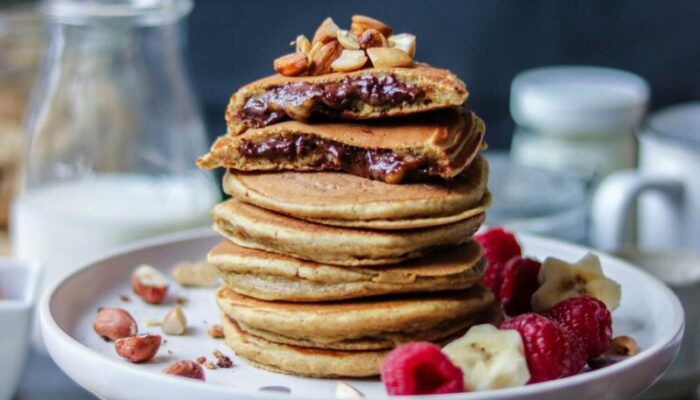 Recette de pancakes IG bas fourrés au chocolat