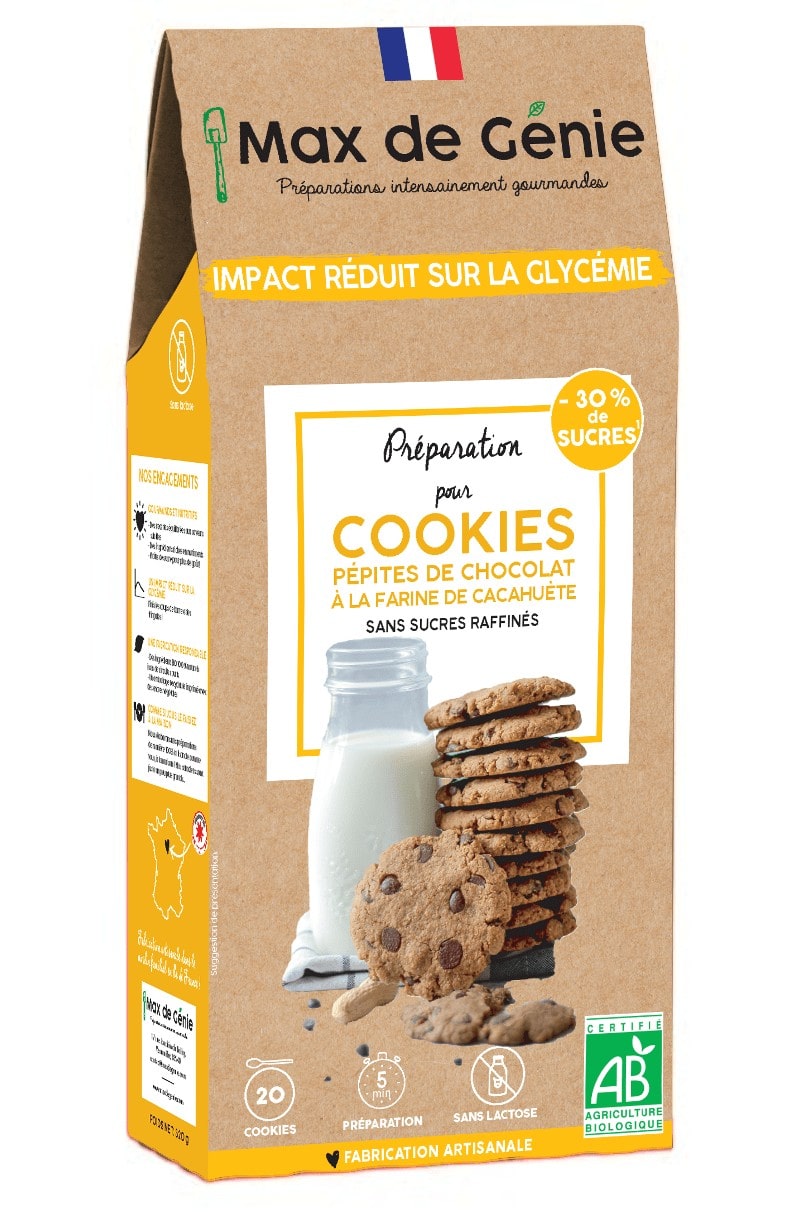 Préparation BIO pour cookies aux pépites de Chocolat Bio et à faible indice glycémique