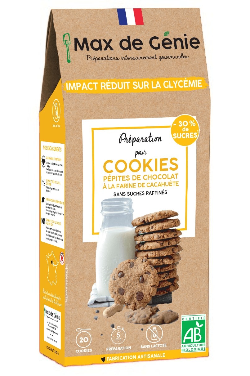 Préparation BIO pour cookies aux pépites de Chocolat Bio et à faible indice glycémique