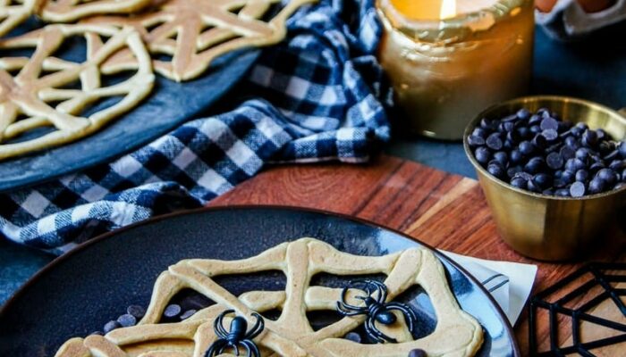 Recette de pancakes d’Halloween en toile d’araignée