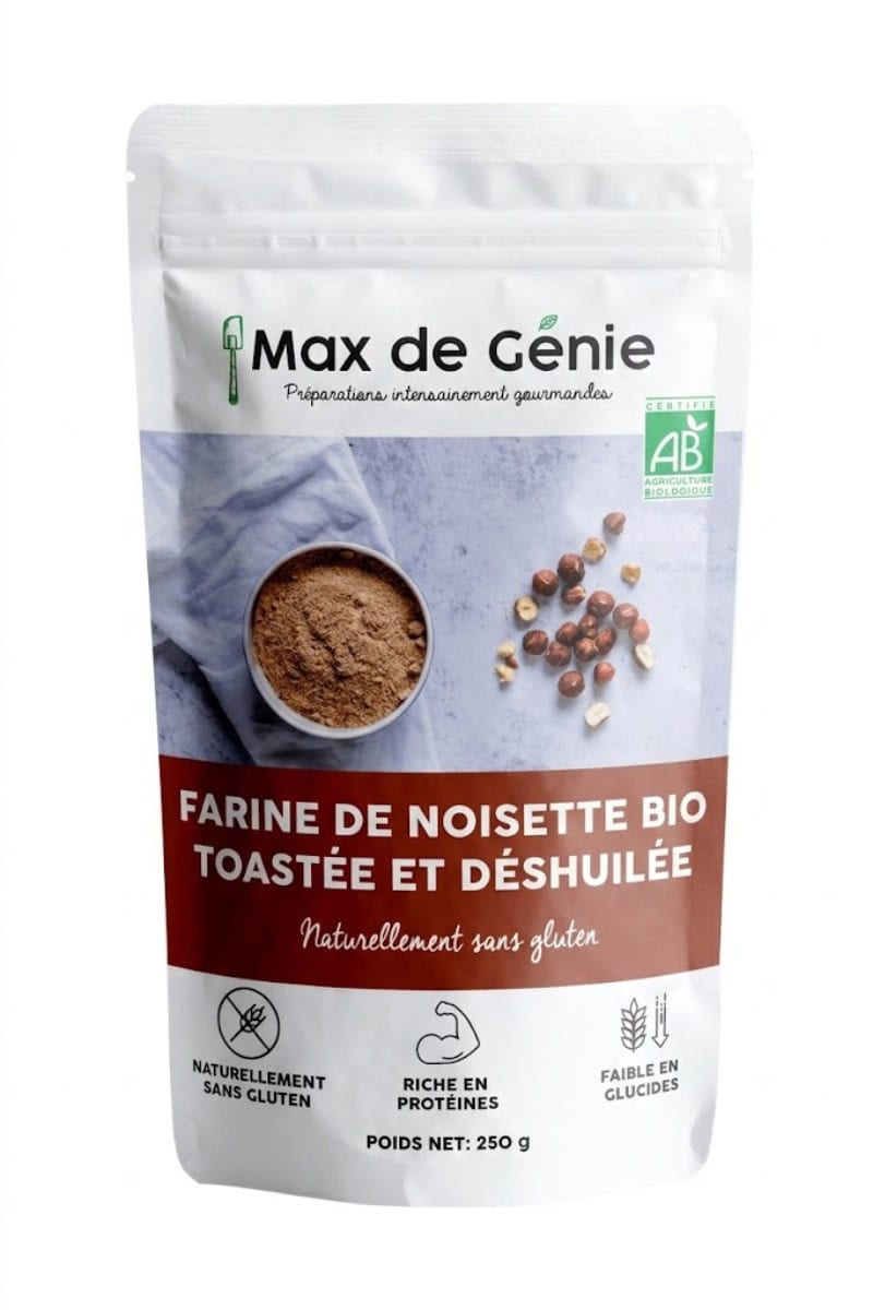 farine de noisette toastées déshuilées