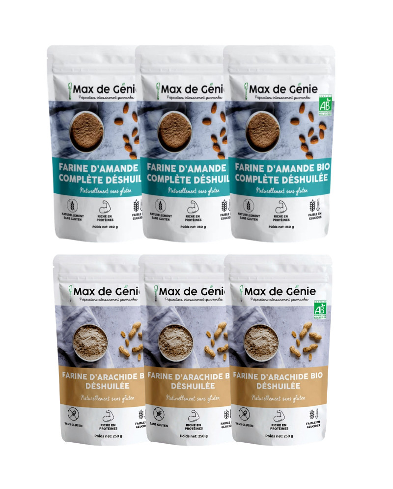 Pack farines : farine d'amandes complètes et farine de cacahuètes