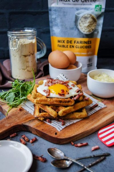 Gaufre salée fromage Oeuf Lardon